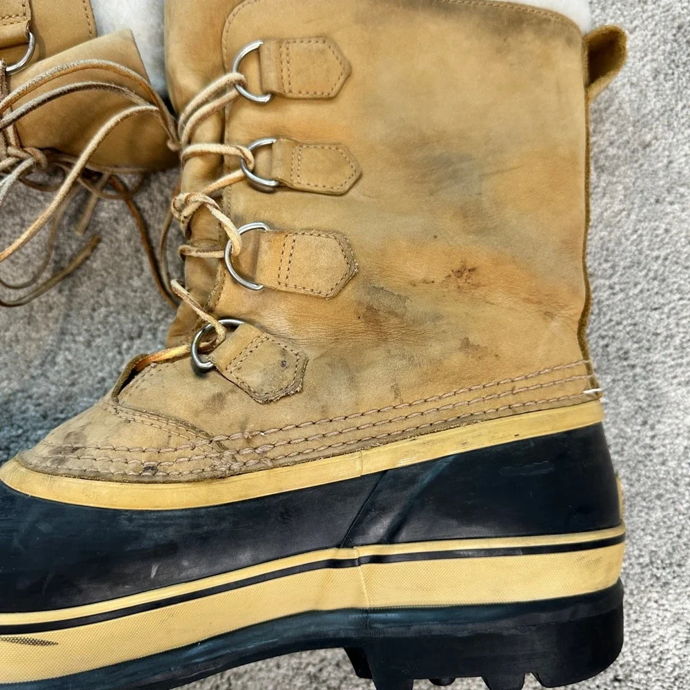 Sorel Caribou Snow Boots Mens Size 12 Tan Brown Good